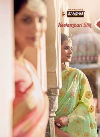 Nilambari Silk By Sangam Traditional Style Linen Saree Collection